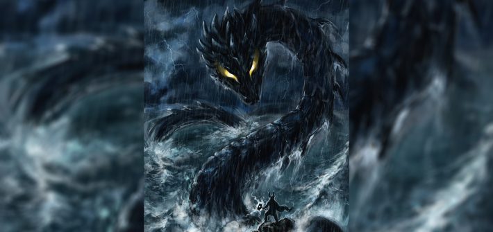 морской змей мидгарда против Тора лодка чудовище